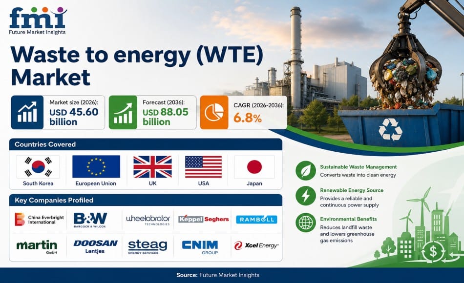 Waste‑to‑Energy Market Projected to Reach $88 B by 2036