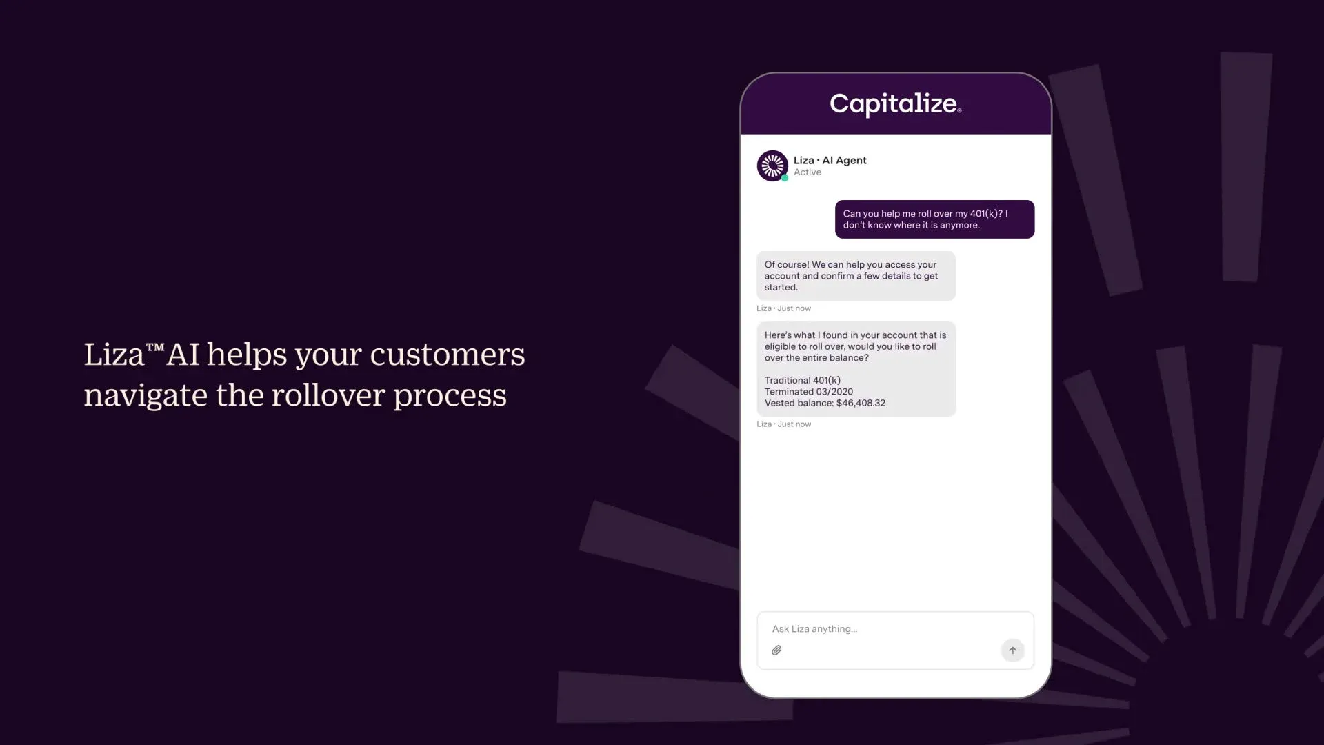 Capitalize Launches Liza AI for Retirement Transfers